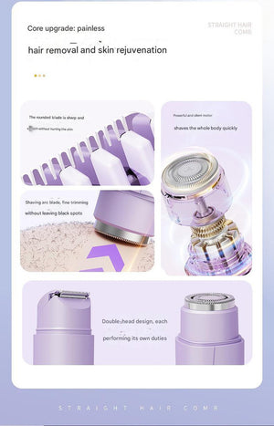 Purple Portable Wireless Electric Hair Remover | Dual-Head Rechargeable Mini Shaver for Women’s Sensitive Areas