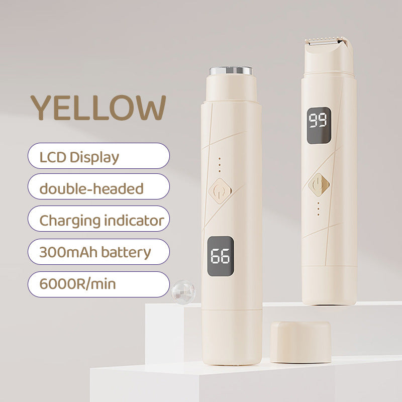 Light Yellow Portable Wireless Electric Hair Remover | Dual-Head Rechargeable Mini Shaver for Women’s Sensitive Areas