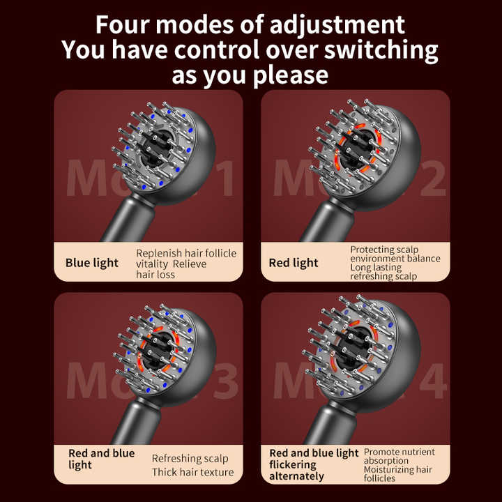 Grey Intelligent Scalp Massager Brush | Red Light Therapy | Hair Care & Volumizing | Essence Applicator