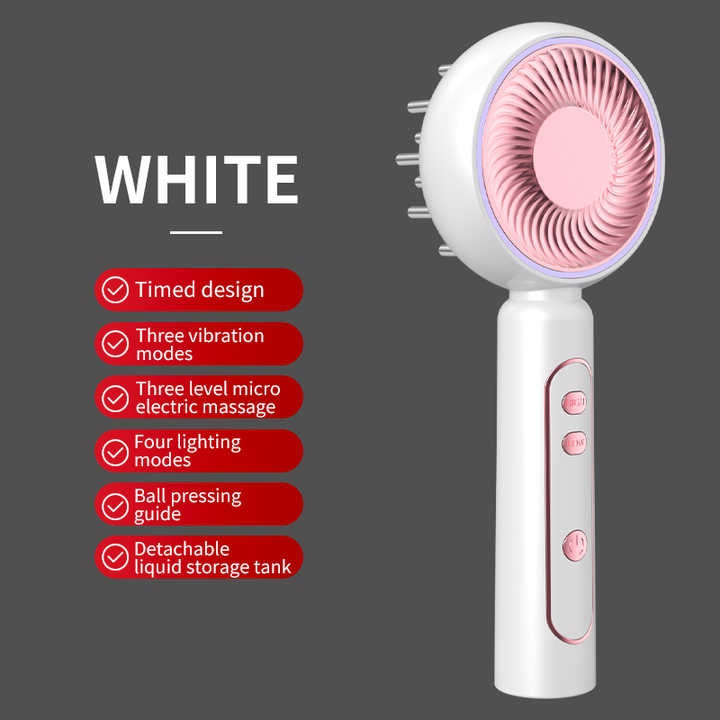 White Intelligent Scalp Massager Brush | Red Light Therapy | Hair Care & Volumizing | Essence Applicator