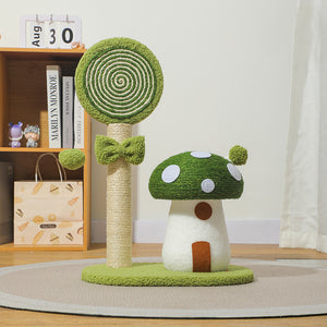 Green Durable Mushroom Cat Scratching Post | Anti-Slip | No Debris | Sofa Protection | Small Cats
