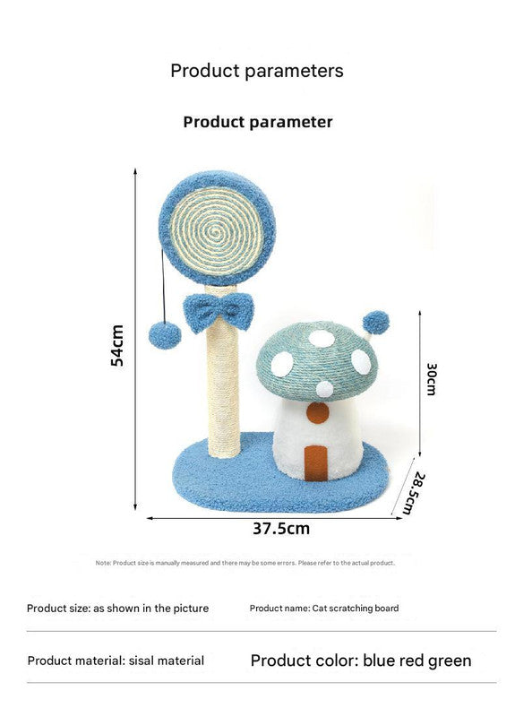 Green Durable Mushroom Cat Scratching Post | Anti-Slip | No Debris | Sofa Protection | Small Cats