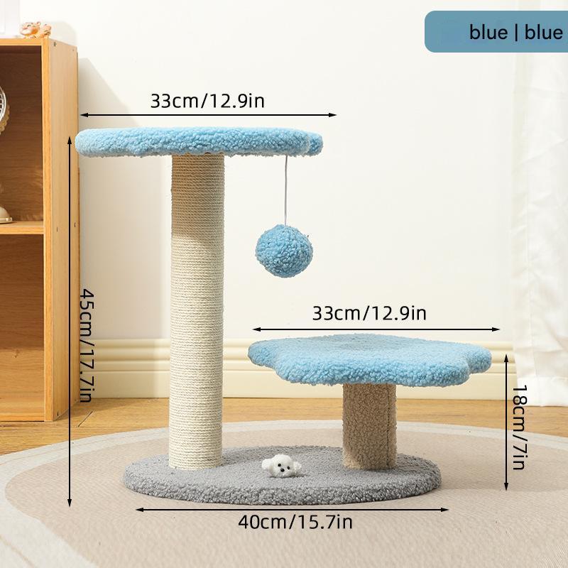 Blue Compact Cat Climbing Frame | Dual-Level Sisal Posts | Playful Design | Perfect for Scratching