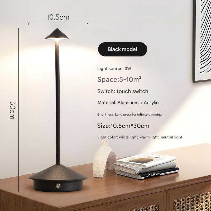 Black Modern Minimalist Aluminum LED Mushroom Night Light | Creative Bedside Atmosphere Lamp for Dining Room & Bedroom