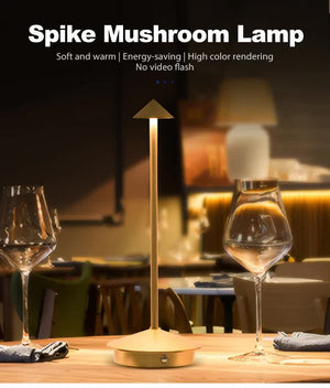 Black Modern Minimalist Aluminum LED Mushroom Night Light | Creative Bedside Atmosphere Lamp for Dining Room & Bedroom