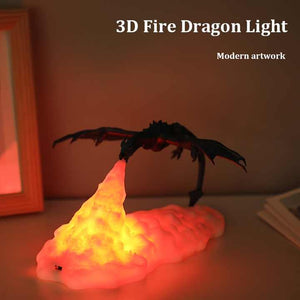 Red Fire Dragon 3D Printed LED Dragon Flame Night Light | Unique Decorative Lamp for Desk, Bedroom & Gift Ideas