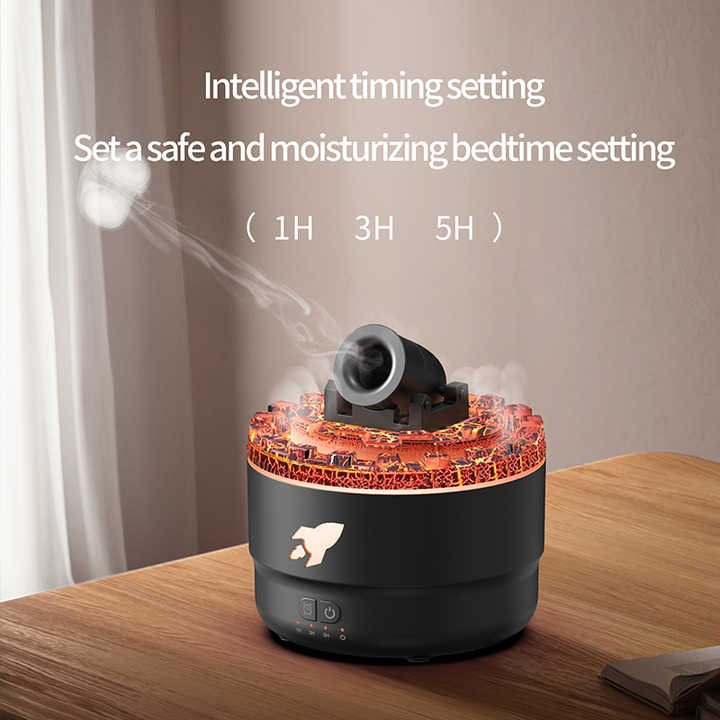 Black Cannon-Shaped Aromatherapy Diffuser | 280ml Ultrasonic Humidifier | LED Lights | Dual Mist Modes | Desktop Air Freshener