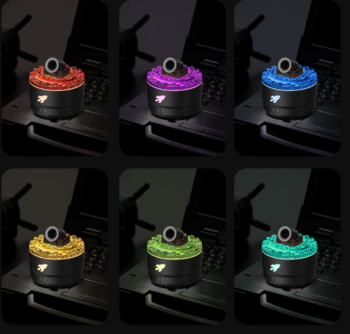 White Cannon-Shaped Aromatherapy Diffuser | 280ml Ultrasonic Humidifier | LED Lights | Dual Mist Modes | Desktop Air Freshener