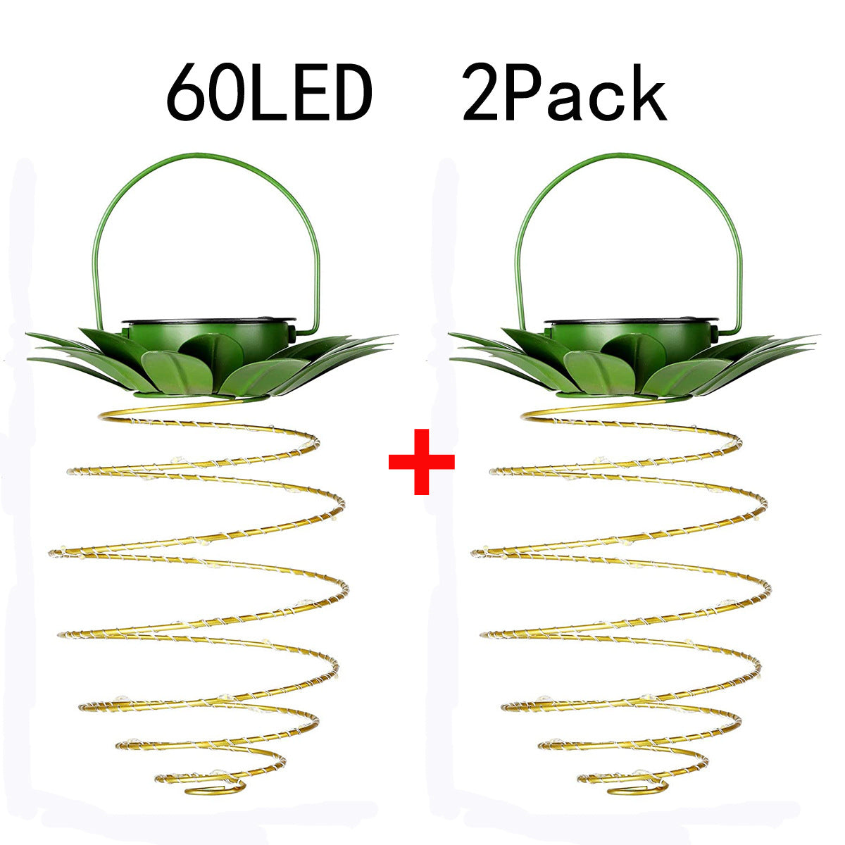 2 Pcs 60 LED Solar Pineapple Lantern | Outdoor LED Decorative Hanging Light | Waterproof Iron Art | Solar-Powered Garden String Light