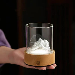 Blue-Green Glass Mountain Ambient Night Light | USB Rechargeable | Touch Control | Adjustable 3-Color Light