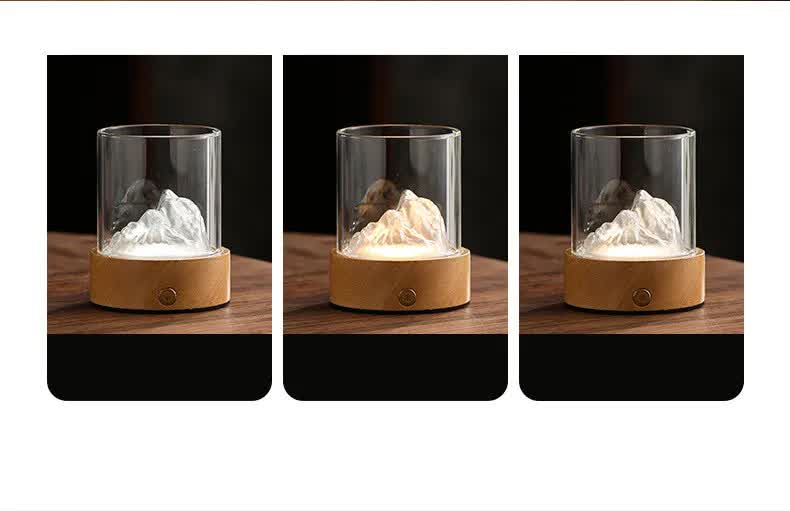 Colorful Glass Mountain Ambient Night Light | USB Rechargeable | Touch Control with Adjustable 3-Color Light