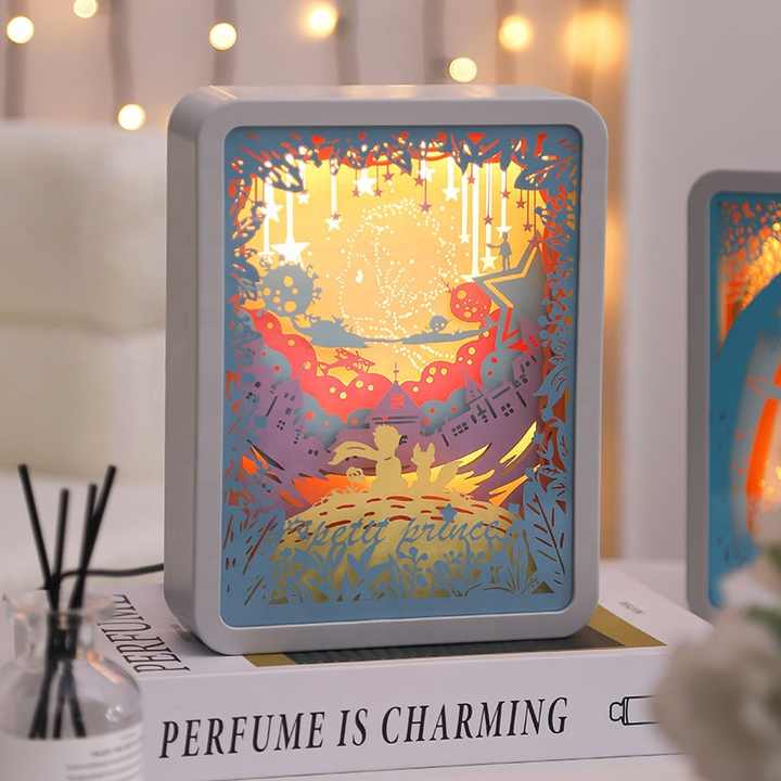 Moonlight Lovers 3D Paper Carving Night Light | USB/Battery Powered | Creative Bedside Atmosphere Lamp