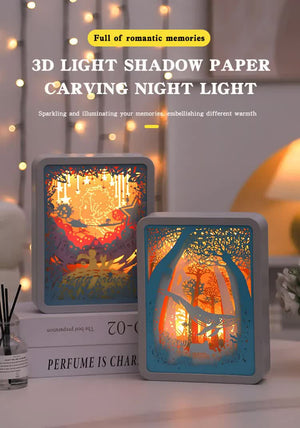 Little Monsters 3D Paper Carving Night Light | USB/Battery Powered | Creative Bedside Atmosphere Lamp