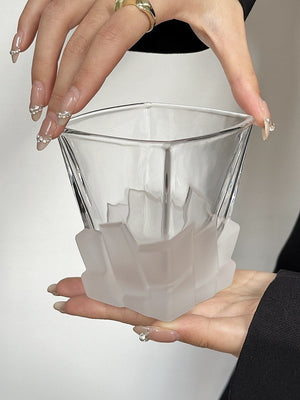 4-Piece Frosted Ice Cube Glass Set | Creative Whiskey Glass | 300ml Premium Textured Tumblers for Home Bars