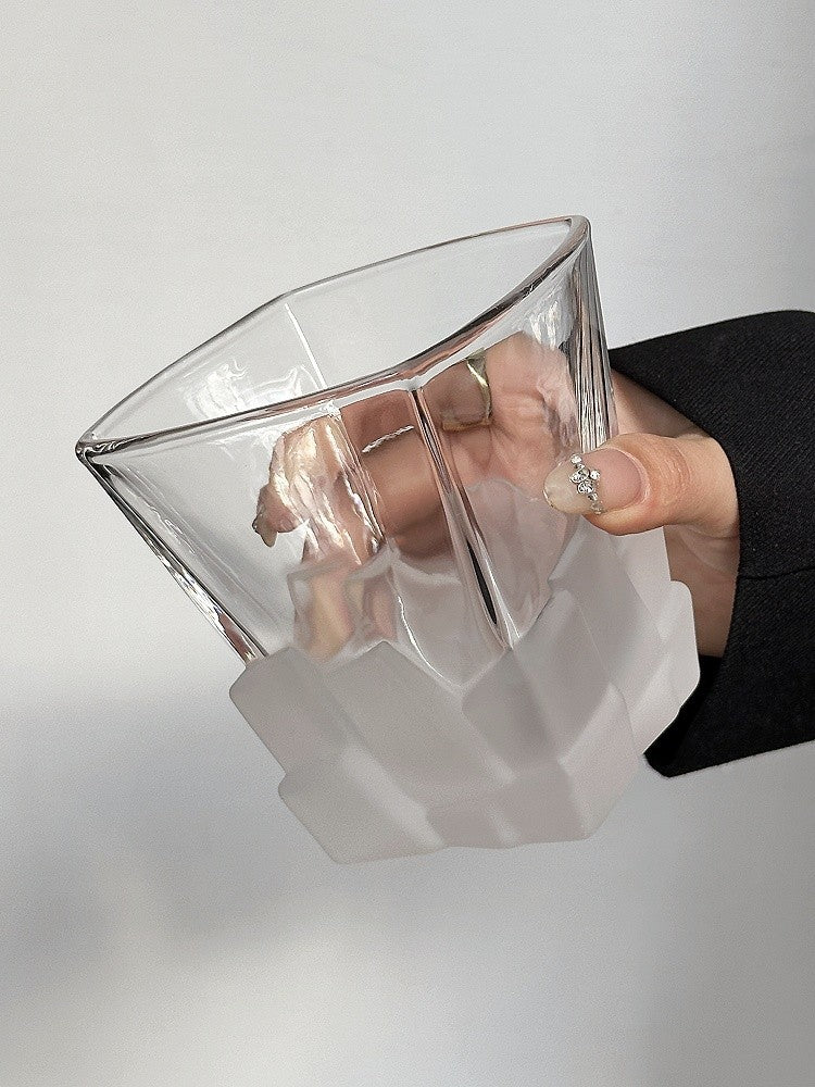 4-Piece Frosted Ice Cube Glass Set | Creative Whiskey Glass | 300ml Premium Textured Tumblers for Home Bars