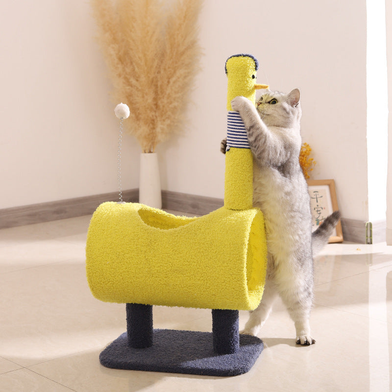 Cat Tree | Chicken Theme | Yellow | Tunnel | Multi-Functional Scratching Post & Playhouse
