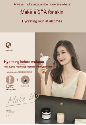 White Portable Oxygen Injector for Face Hydration & Skin Rejuvenation | 40ml USB Rechargeable Atomizer