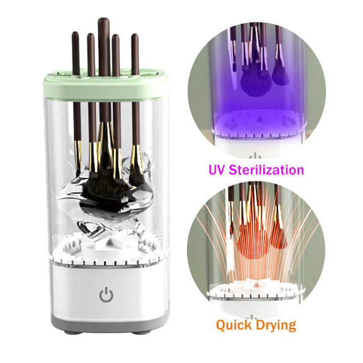 White Electric Makeup Brush Cleaner and Dryer | USB Automatic Cleaning Device | UV Sterilization | Fast Drying