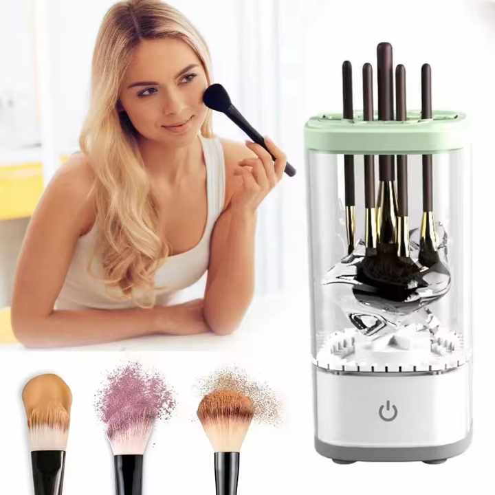 White Electric Makeup Brush Cleaner and Dryer | USB Automatic Cleaning Device | UV Sterilization | Fast Drying