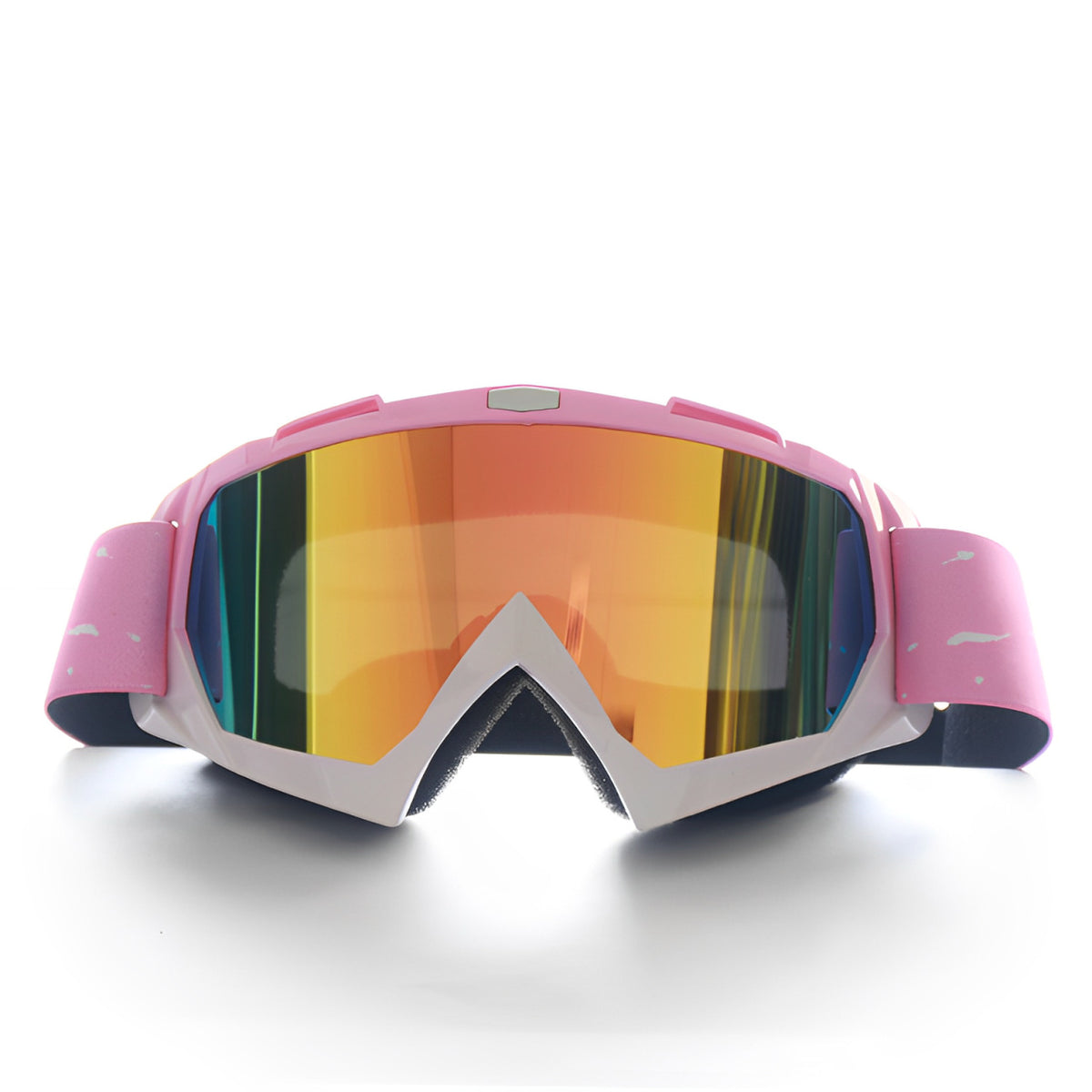 Progressive Pink + Silver Lenses | Outdoor Protective Motorcycle Goggles | Windproof | Dustproof | Skiing | Cycling Eyewear | Lightweight Anti-Fog Design | Men and Women