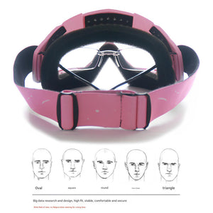 Progressive Pink + Silver Lenses | Outdoor Protective Motorcycle Goggles | Windproof | Dustproof | Skiing | Cycling Eyewear | Lightweight Anti-Fog Design | Men and Women