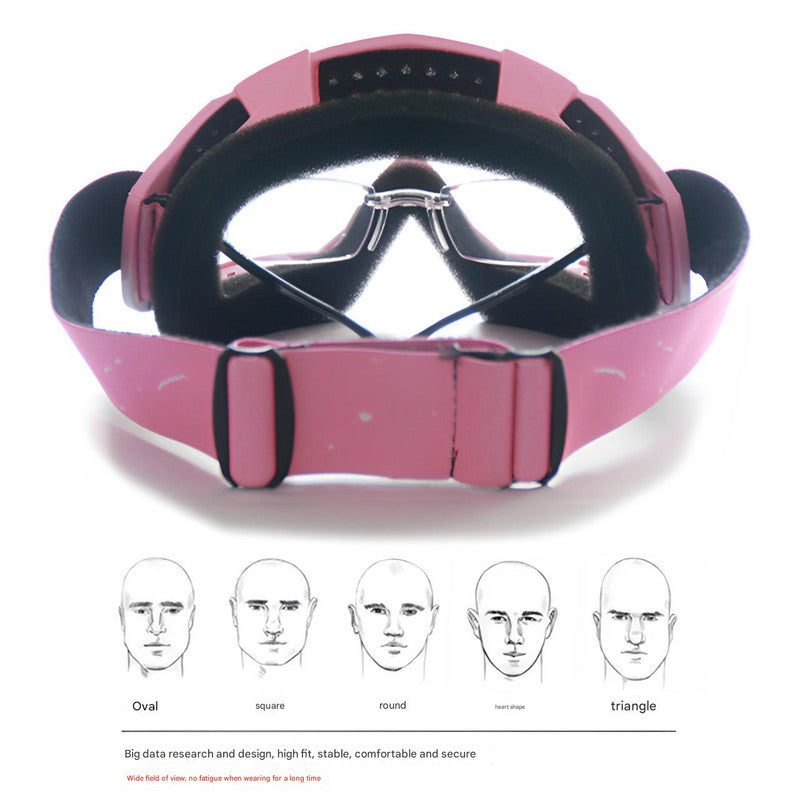 Progressive Pink + Grey Lenses | Outdoor Protective Motorcycle Goggles | Windproof | Dustproof | Skiing | Cycling Eyewear | Lightweight Anti-Fog Design | Men and Women