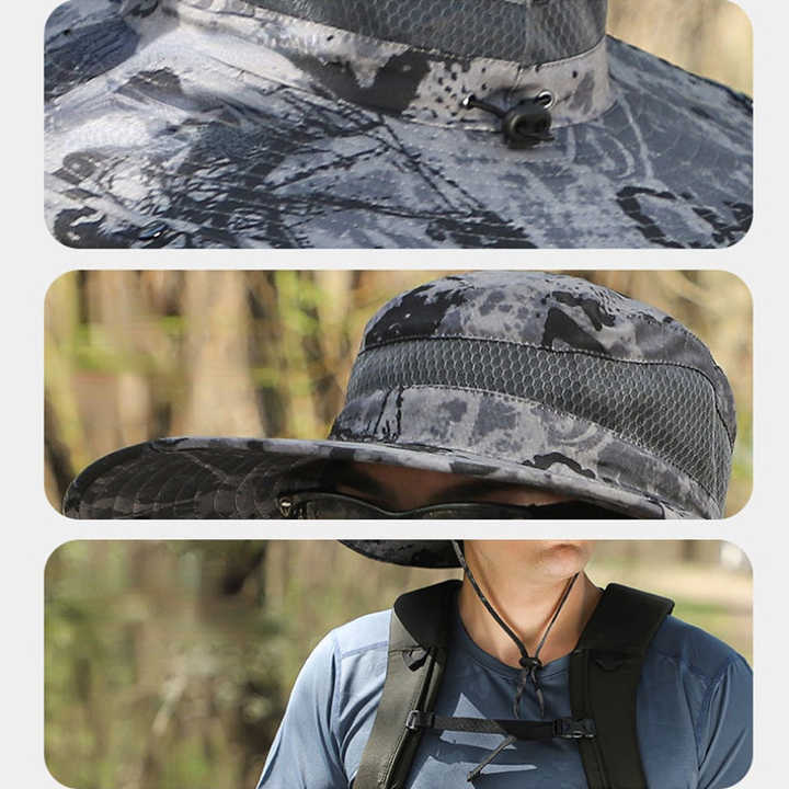 Khaki Solar-Powered Cooling Wide Brim Hat | USB Rechargeable | Dual Fan Fisherman Cap | UPF50+ | Quick-Dry