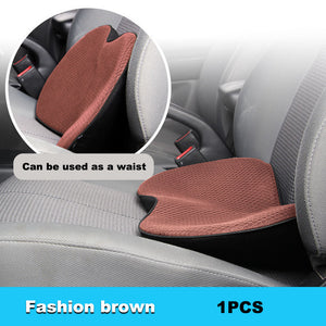 Brown Mini Car Seat Cushion | Memory Foam Support | Height-Boost | Mesh Cover | Driver Seat Pad