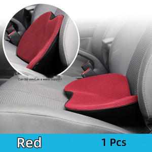 Red Mini Car Seat Cushion | Memory Foam | Height-Boost | Removable Cover | All-Season Use
