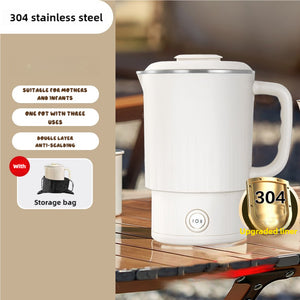 White Portable Foldable Travel Electric Kettle | 304 Stainless Steel | Electric Water Boiler