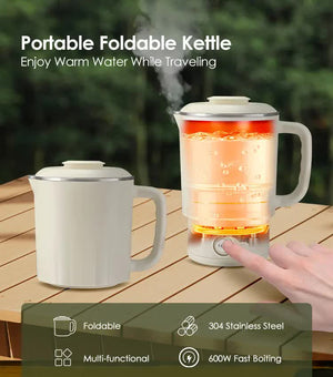 White Portable Foldable Travel Electric Kettle | 304 Stainless Steel | Electric Water Boiler