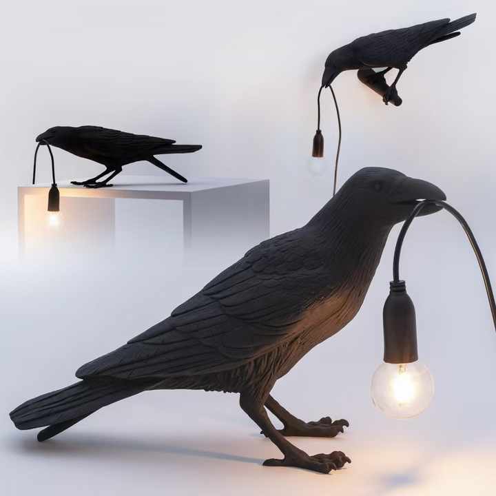 Black Bird Left Nordic Resin Wall Lamp | Creative USB Night Light | Bedroom & Living Room Décor
