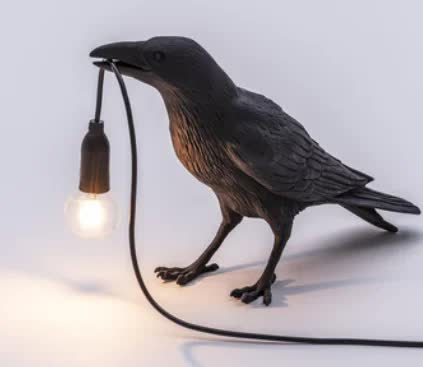 Black Bird Standing Nordic Resin Wall Lamp | Creative USB Night Light | Bedroom & Living Room Décor
