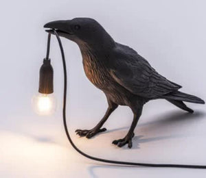 Black Bird Standing Nordic Resin Wall Lamp | Creative USB Night Light | Bedroom & Living Room Décor