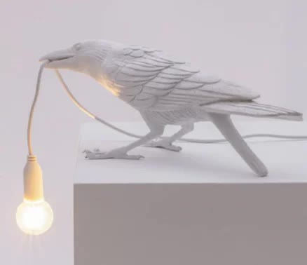 White Bird Sitting Nordic Resin Wall Lamp | Creative USB Night Light | Bedroom & Living Room Décor
