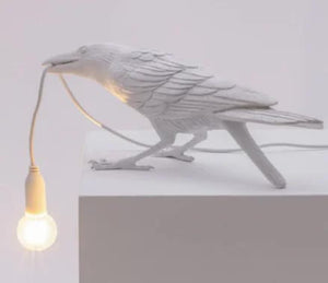 White Bird Sitting Nordic Resin Wall Lamp | Creative USB Night Light | Bedroom & Living Room Décor