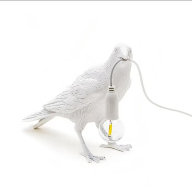 White Bird Sitting Nordic Resin Wall Lamp | Creative USB Night Light | Bedroom & Living Room Décor