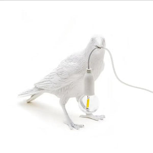 White Bird Sitting Nordic Resin Wall Lamp | Creative USB Night Light | Bedroom & Living Room Décor