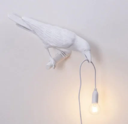 White Bird Left Nordic Resin Wall Lamp | Creative USB Night Light | Bedroom & Living Room Décor