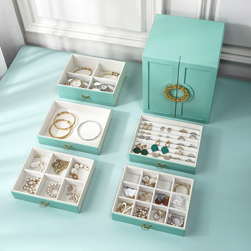 White Elegant Jewelry Storage Box | 5-Layer Large Capacity | Dual Opening Doors | Organize Necklaces, Rings, Earrings