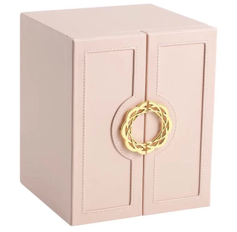 Pink Elegant Jewelry Storage Box | 5-Layer Large Capacity | Dual Opening Doors | Organize Necklaces, Rings, Earrings