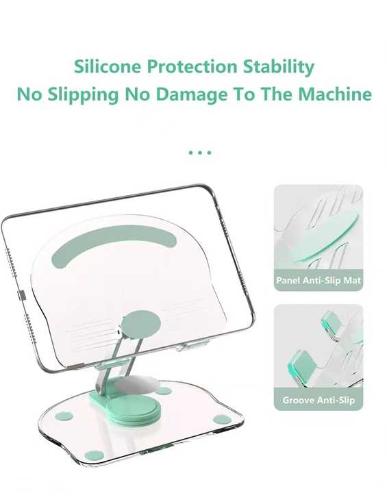 White Acrylic Foldable Tablet & Phone Stand | 360° Rotation | Anti-Slip | Portable Device Holder