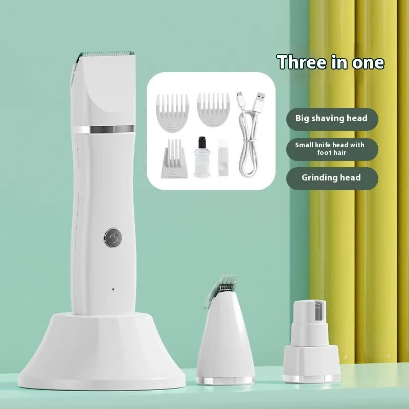 White 4-in-1 Pet Grooming Electric Clippers | Professional Rechargeable Trimmer for Dogs & Cats | Paw, Fur, Nail, & Ear Care | Compact Design