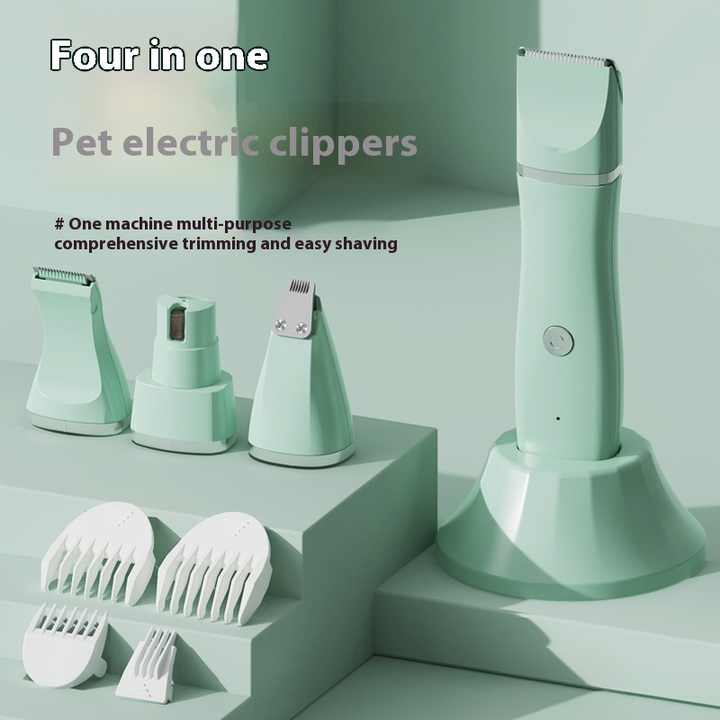 White 4-in-1 Pet Grooming Electric Clippers | Professional Rechargeable Trimmer for Dogs & Cats | Paw, Fur, Nail, & Ear Care | Compact Design