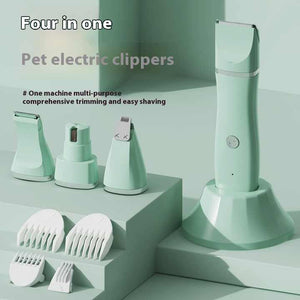 White 4-in-1 Pet Grooming Electric Clippers | Professional Rechargeable Trimmer for Dogs & Cats | Paw, Fur, Nail, & Ear Care | Compact Design