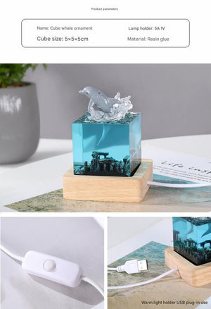 Shelling Humpback Whale into the Water Handcrafted Ocean Resin Whale Night Light | Unique Home Décor Table Lamp