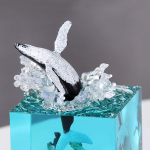 Shell Dolphin Jumping Handcrafted Ocean Resin Whale Night Light | Unique Home Décor Table Lamp