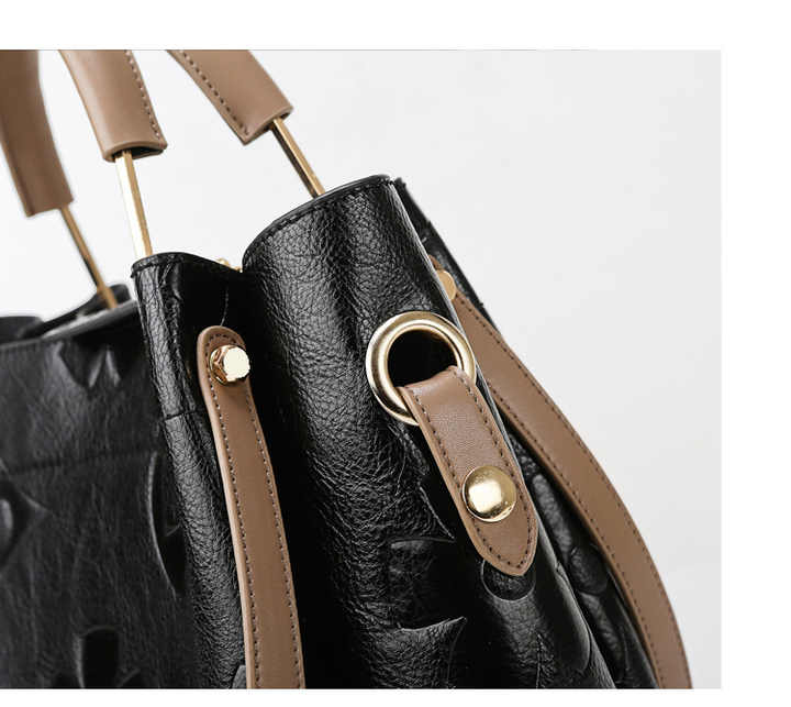 Dark Red Elegant Embossed PU Leather Tote Bag for Women | Large Capacity Handbag | Inner Pouch