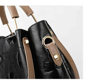 Dark Red Elegant Embossed PU Leather Tote Bag for Women | Large Capacity Handbag | Inner Pouch