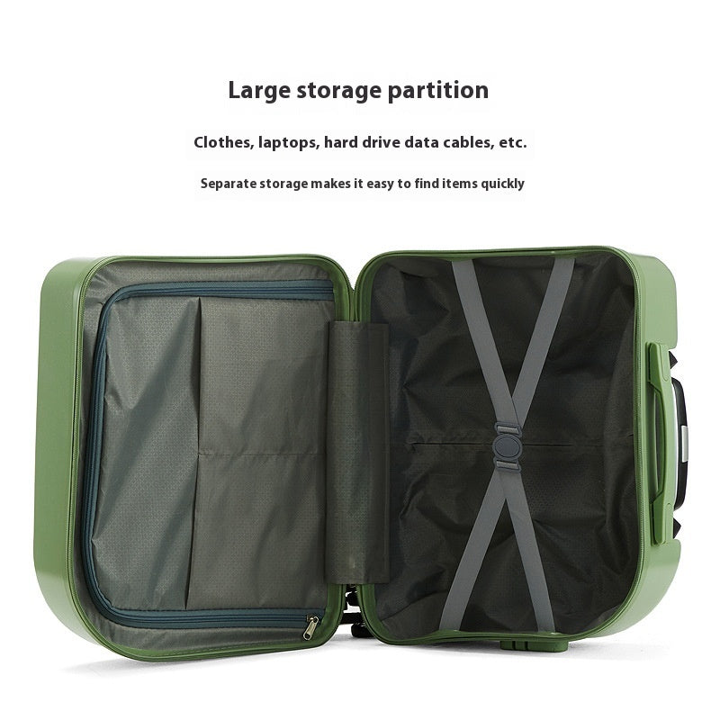 Dark Green 18-Inch Lightweight Carry-On Luggage | Waterproof & Anti-Theft | Silent Universal Wheels